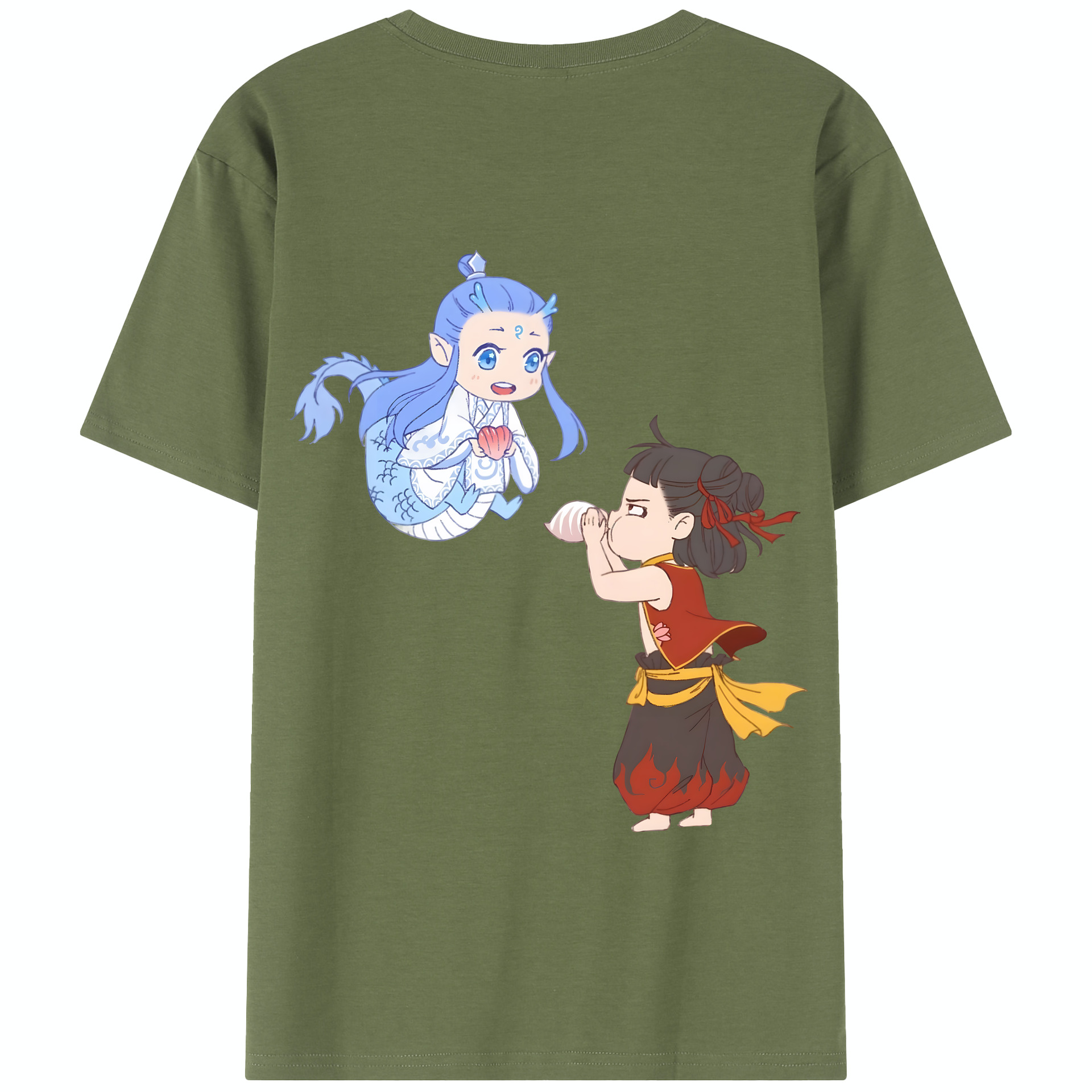 （画像用） Ne Zha 2 ナタ 魔童の大暴れ 綿100％半袖Tシャツ（背面プリント）